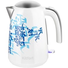 KITFORT Чайник электрический КТ-6772 1.7л. 2200Вт белый/синий корпус: нерж.сталь/пластик