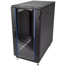 ЦМО Шкаф коммутационный (ШТК-М-18.6.6-1ААА-9005) напольный 18U 600x600мм пер.дв.стекл задн.дв.стал.лист 2 бок.пан. направл.под закл.гайки 270кг черный 455мм 48.6кг 180град. 960мм IP20 сталь