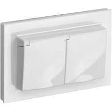 IEK Розетка силов. Brite РСбш12-3-44-БрБ BR-R26-16-44-K01-F двойн. скрыт. зазем. штор. крыш. IP44 белый (упак.:1шт)