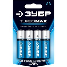ЗУБР TURBO-MAX, АА х 4, 1.5 В, алкалиновая батарейка (59206-4C)