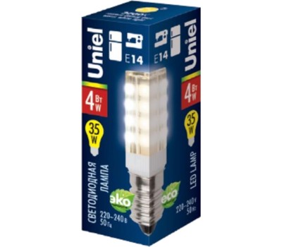 Лампа декоративная светодиодная UNIEL (UL-00000179) LED-Y16-4W/WW/E14/CL PLZ04WH