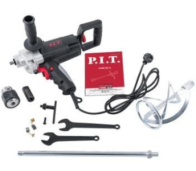 Дрель миксер P.I.T. Дрель-миксер электрич. PHM120-C (1050Вт, съёмный патрон 16мм, 0-550об/м, шнек, 2 доп. рук.)