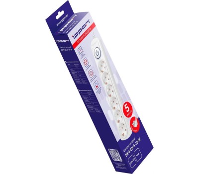 Сетевой фильтр IPPON Сетевой фильтр BK-6-EU-5-10-W, 5м, белый