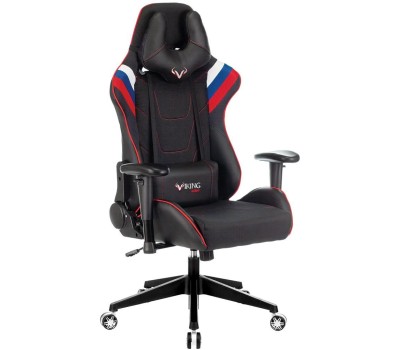 Кресло компьютерное игровое ZOMBIE Кресло игровое VIKING 4 AERO, ткань/экокожа, до 120кг, регулируемые 2D подлокотники, белый/синий/красный