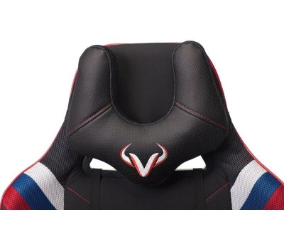 Кресло компьютерное игровое ZOMBIE Кресло игровое VIKING 4 AERO, ткань/экокожа, до 120кг, регулируемые 2D подлокотники, белый/синий/красный