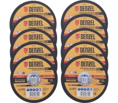 Круг DENZEL Круг отрезной по металлу, 125 х 1,0 х 22,2 мм, WA60TBF, в метал.банке, 10 шт. 737610