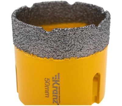 KRANZ Коронка алмазная профессиональная по керамограниту и железобетону М14, вакуумное спекание, 50мм, для УШМ