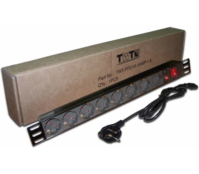 LANMASTER Блок распределения питания TWT-PDU19-10A8P-3.0 , горизонт.размещ., SchukoХ8, Тип вход. тока 10A, 3м