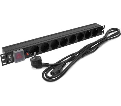 LANMASTER Блок распределения питания TWT-PDU19-10A8P-3.0 , горизонт.размещ., SchukoХ8, Тип вход. тока 10A, 3м