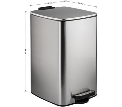 САНАКС - Ведро из нержавеющей стали, с педалью, квадратное, 16 литров, крышка микролифт, цвет САТИН. 10816-S
