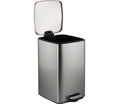 САНАКС - Ведро из нержавеющей стали, с педалью, квадратное, 16 литров, крышка микролифт, цвет САТИН. 10816-S
