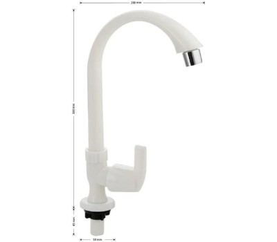 BRIMIX - Кран на одну воду, металлокерамика, из высокопрочного АБС пластика, ручка флажок, цвет БЕЛЫЙ. 6625