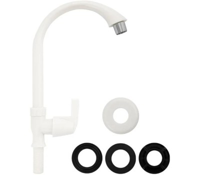 BRIMIX - Кран на одну воду, металлокерамика, из высокопрочного АБС пластика, ручка флажок, цвет БЕЛЫЙ. 6625