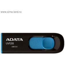 Флешка A-DATA Флешка USB DashDrive UV128 128ГБ, USB3.0, черный и синий [auv128-128g-rbe]