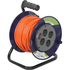 ЭРА Удлинитель силовой RPx-4es-3х0.75-30m, розеток 4шт, 3x0.75 кв.мм, 6A, 30м, ПВС, катушка, оранжевый [б0043052]