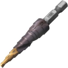 Сверло DENZEL Сверло ступенчатое 4-5-6-7-8-9-10-11-12 мм, Р6М5К5, 6-гр. хвостовик 723612