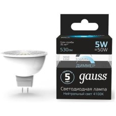 GAUSS Лампа LED GU5.3, спот, 5Вт, MR16, одна шт. [101505205-d]