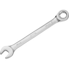 Ключ DENZEL Ключ комбинированный трещоточный, 19 мм, CrV, матовый хром 14713