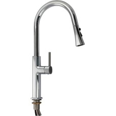 МАГНУС - Смеситель кухонный, шаровый, С - образный излив вытяжной, корпус из латуни, хромированный 8240