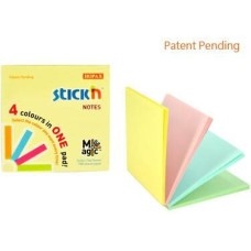 STICK`N Блок самоклеящийся бумажный Magic 21574 76x76мм 100лист. 70г/м2 пастель 4цв.в упак