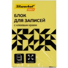 SILWERHOF Блок самоклеящийся бумажный Daily 51x76мм 100лист. 75г/м2 неон желтый