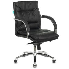 БЮРОКРАТ Кресло руководителя T-9927SL-LOW черный кожа низк.спин. крестов. металл хром