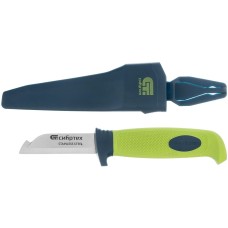 СИБРТЕХ Нож монтажника с чехлом, обрезиненная рукоятка, 190 мм, лезвие 67 мм 79012