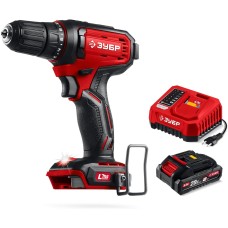 ЗУБР 20 В, 40 Н·м, 1 АКБ LMS (2 А·ч), дрель-шуруповерт (ДШ-40-21)