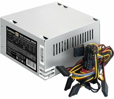 Блок питания EXEGATE 500W AB500, ATX, 8cm fan, 24p+4p, 3*SATA, 2*IDE, FDD (EX219185RUS)