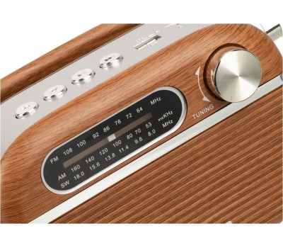 Радиоприемник HYUNDAI H-PSR200 дерево коричневое/серебро