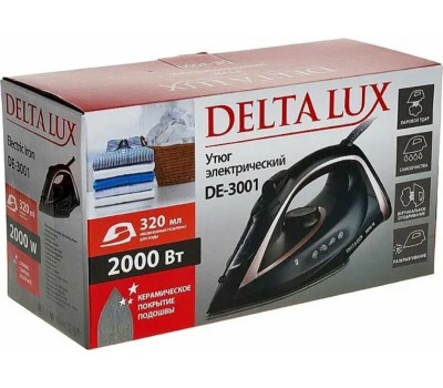 Утюг DELTA LUX DE-3001 черный/бронза