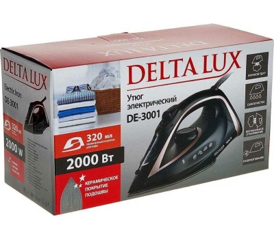 Утюг DELTA LUX DE-3001 черный/бронза