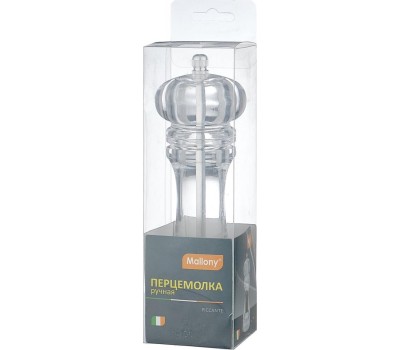 Перцемолка ручная MALLONY Перцемолка ручная PICCANTE, р-р 6*18,5 см, акрил, жернова из керамики (003934)