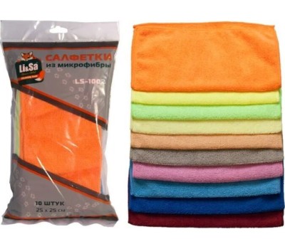 Салфетка для автомобиля LI-SA Салфетки из микрофибры в наборе (10 шт-25х25см) 44430