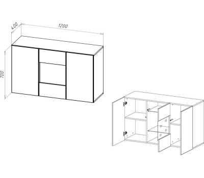 Модульная мебель НК-МЕБЕЛЬ POINT ТИП-1.2 комод Белый/Белый глянец 71774467