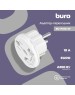 BURO Адаптер-переходник BU-PA01-W (1 розетка) белый (пакет ПЭ)