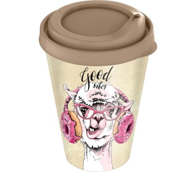 Стакан HOMVER IZI-GO с крышкой 420мл с декором (бежевый) 221133827/01