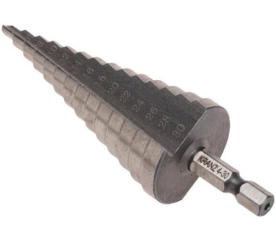 Сверло KRANZ (KR-12-6602) Сверло по металлу ступенчатое 4,0-30,0мм, 98мм, 62 HRC