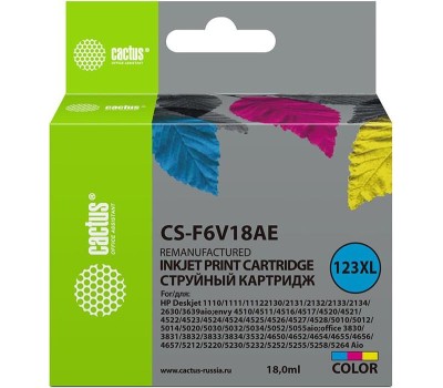 CACTUS Картридж струйный CS-F6V18AE 123XL многоцветный (330стр.) (18мл) для HP DeskJet 1110/1111/1112/2130