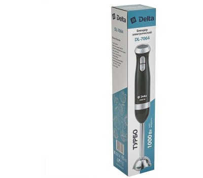 Блендер DELTA DL-7064 цвет: черный 1000 Вт, ТУРБО, насадка и нож из нерж.стали (12)