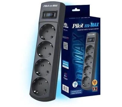PILOT m-MAX 1.8м (4 розетки) серый (коробка)