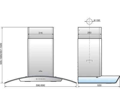 Вытяжка ELIKOR Вытяжка настенная AMETHYST S4 60P-700-E4D черный