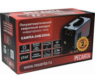 Сварочный аппарат РЕСАНТА Сварочный полуавтомат САИПА-24В/200А, инвертор [65/110]