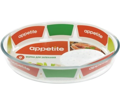 Форма для выпечки APPETITE Форма стекл овал 30x21x6см/2,4л рифл/дно ТМ