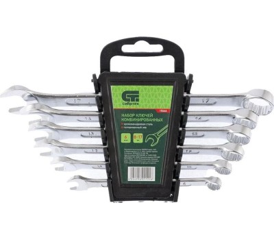 Набор ключей СИБРТЕХ Набор ключей комбинированных, 8-17 мм, CrV, 6 шт 15446