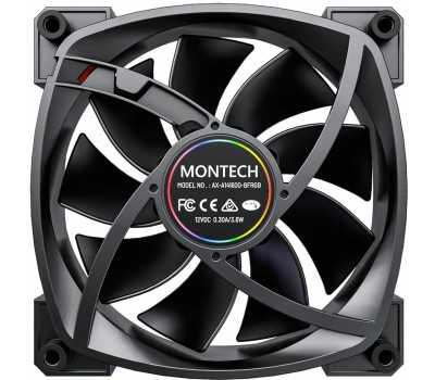 MONTECH Вентилятор AX140 140мм, 4-pin, 1600об/мин, 27.9 дБ, ARGB, черный, Ret [ax140 pwm black]