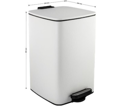 САНАКС - Ведро из нержавеющей стали, с педалью, квадратное, 16 литров, крышка микролифт, цвет БЕЛЫЙ. 10816-V
