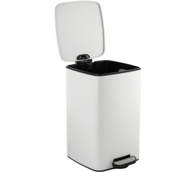 САНАКС - Ведро из нержавеющей стали, с педалью, квадратное, 16 литров, крышка микролифт, цвет БЕЛЫЙ. 10816-V