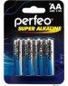 Элементы питания PERFEO LR6-4BL SUPER ALKALINE (120)