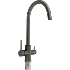 Смеситель для кухни MAGNUS 9121 Смеситель кухонный С-образный излив, ГРАФИТ, шаровый, с двойным выпуском воды для фильтра, из нержавеющей стали марка 304